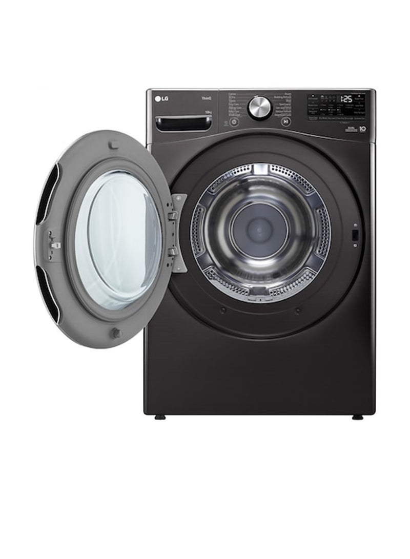 إل جي مجفف ملابس سعة 18 كجم، مضخة حرارية مزدوجة العاكس، تقنية ThinQ، مستشعر واي فاي، 330 كيلو واط، RH18U8JVCW، فولاذ أسود 330 kW RH18U8JVCW - Image 2