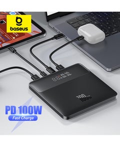 بيسوس 20000 mAh 100W Power Bank, Fast Charging Portable Charger, High-Capacity Laptop Charger with 2 PD 3.0 USB-C & 2 QC 4.0 USB-A Ports, Ultra-Slim Battery Pack Compatible with Laptops, MacBook, Dell, ROG Ally, Steam Deck, iPhone 16/15/14/13/12 Series, Samsung Galaxy S24/S23 Ultra, iPad, AirPods, Tablets, and More Devices (2024 Upgraded) Matte Black  - Image 1
