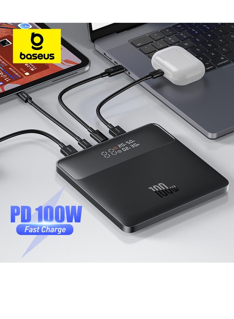 Baseus 20000 mAh 100W Power Bank, Fast Charging Portable Charger, High-Capacity Laptop Charger with 2 PD 3.0 USB-C & 2 QC 4.0 USB-A Ports, Ultra-Slim Battery Pack Compatible with Laptops, MacBook, Dell, ROG Ally, Steam Deck, iPhone 16/15/14/13/12 Series, Samsung Galaxy S24/S23 Ultra, iPad, AirPods, Tablets, and More Devices (2024 Upgraded) Matte Black  - Image 1