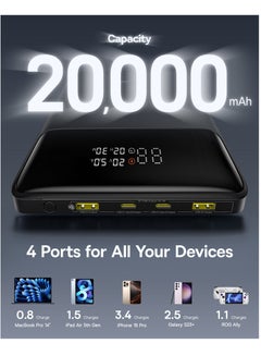 بيسوس 20000 mAh 100W Power Bank, Fast Charging Portable Charger, High-Capacity Laptop Charger with 2 PD 3.0 USB-C & 2 QC 4.0 USB-A Ports, Ultra-Slim Battery Pack Compatible with Laptops, MacBook, Dell, ROG Ally, Steam Deck, iPhone 16/15/14/13/12 Series, Samsung Galaxy S24/S23 Ultra, iPad, AirPods, Tablets, and More Devices (2024 Upgraded) Matte Black  - Image 5