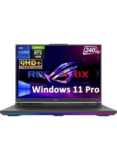 ROG Strix G18 Laptop With 18-Inch WQXGA (2560x1600) Display IPS, Core i9-14900HX Processor/32GB DDR5 RAM/2TB SSD/8GB NVIDIA GeForce RTX 4080 Graphics/Windows 11 Pro/ English/Arabic Grey