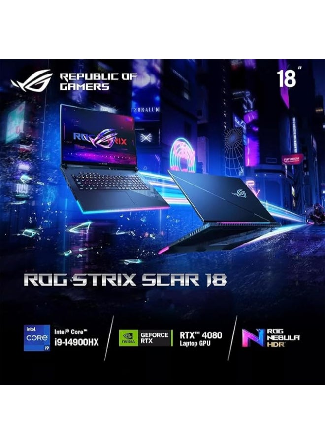 ROG Strix G18 Laptop With 18-Inch WQXGA (2560x1600) Display IPS, Core i9-14900HX Processor/32GB DDR5 RAM/2TB SSD/8GB NVIDIA GeForce RTX 4080 Graphics/Windows 11 Pro/ English/Arabic Grey