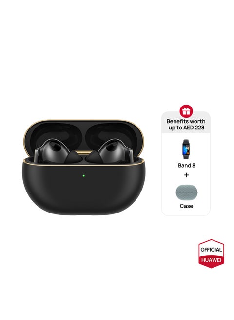 FreeBuds Pro 4, Accept-reject calls with Head Motion Controls, Dual-driver True Sound, Intelligent Dynamic ANC, iOS & Android compatible, AI call-noise-cancellation + Band8 + case Black