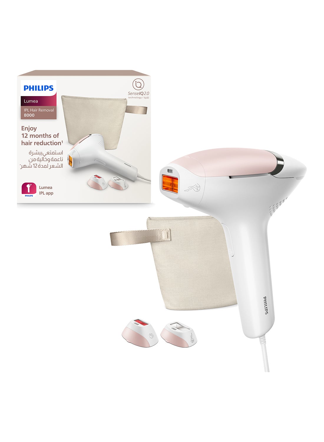 فيليبس Philips Lumea 8000 Series، جهاز إزالة الشعر IPL، مستشعر SmartSkin، أداء مثبت سريريًا، ملحقان، طراز BRI932/02 