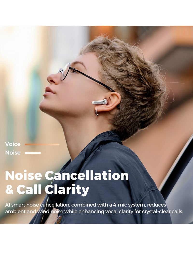 SoundPEATS - Air5 Lite Wireless Bluetooth Headset, High Fidelity Audio, Bluetooth 5.4 Headset, 13mm Drivers, LDAC Codec, Talking Noise Cancelling Headset, Stereo Sound, 30 Hour Battery Life Supports APP Fast Charging White - Image 1