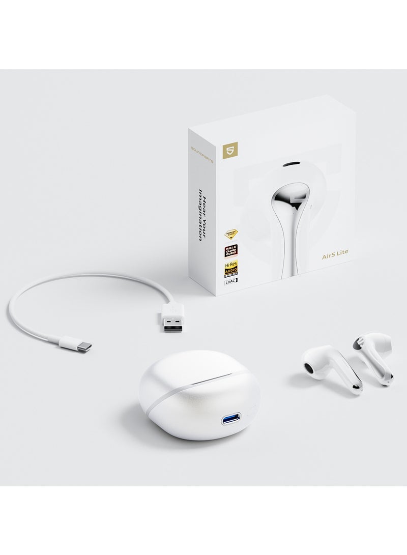 SoundPEATS - Air5 Lite Wireless Bluetooth Headset, High Fidelity Audio, Bluetooth 5.4 Headset, 13mm Drivers, LDAC Codec, Talking Noise Cancelling Headset, Stereo Sound, 30 Hour Battery Life Supports APP Fast Charging White - Image 1