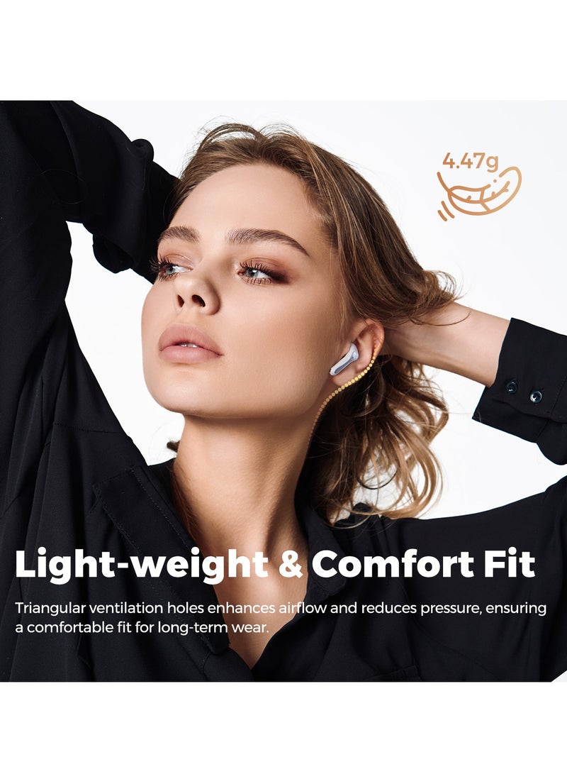 SoundPEATS - Air5 Lite Wireless Bluetooth Headset, High Fidelity Audio, Bluetooth 5.4 Headset, 13mm Drivers, LDAC Codec, Talking Noise Cancelling Headset, Stereo Sound, 30 Hour Battery Life Supports APP Fast Charging White - Image 1
