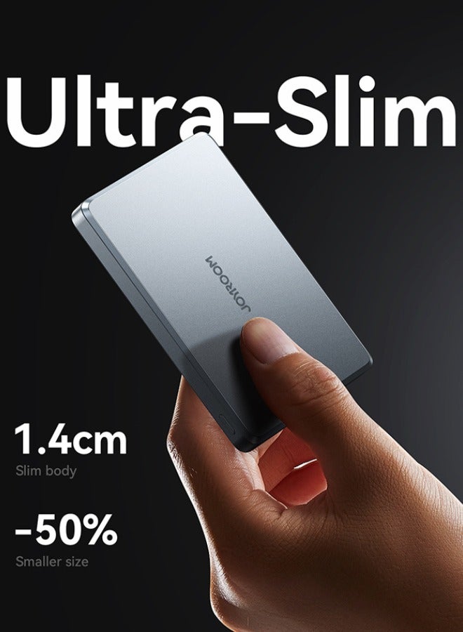 جوي روم 10000 mAh 20W Ultra-thin Metal Magnetic Wireless Type-C & Lighnting Power Bank Fast Charging Wireless Magnetic Power Bank Including a Type-C to Type-C 60W 0.25m Grey  - Image 2