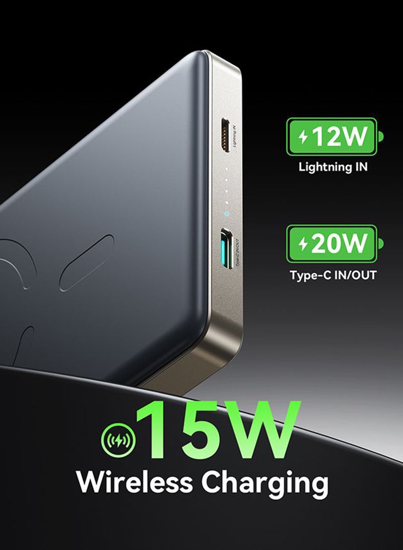 JOYROOM 10000 mAh 10000Mah Ultra-Slim Magnetic Wireless Power Bank | 1.4Cm Thin – Very Comfortable In Hand, Won’T Block Camera | 20W Pd Fast Charging, 15W Wireless, Type-C & Lightning Input Titanium Silver - Image 5