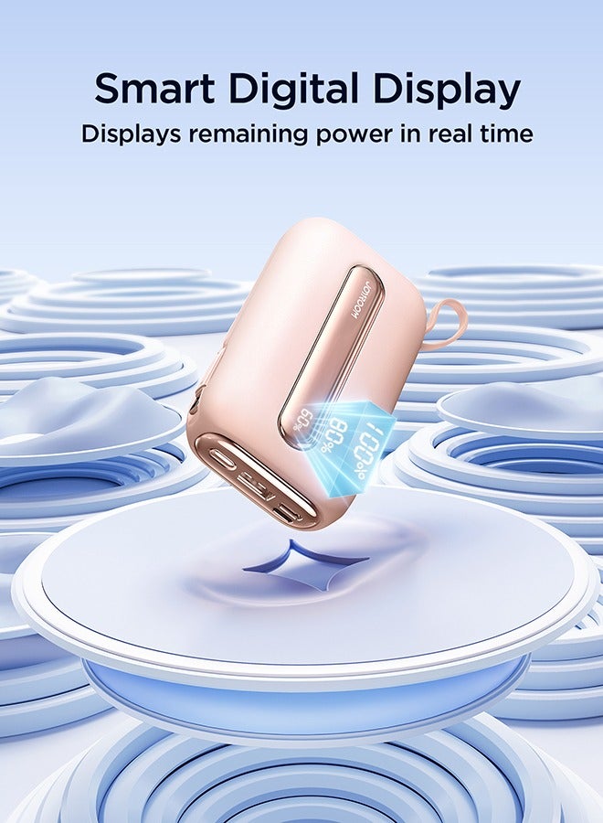 جوي روم 20000 mAh JR-L012 Plus 22.5W Ultra Fast Charging Mini Power Bank With Dual Cables Pink  - Image 3