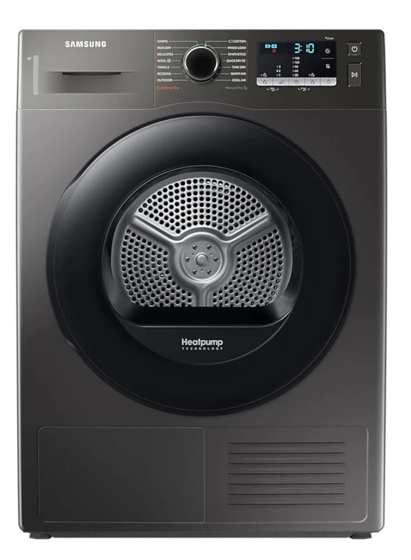 Samsung - Samsung Series 5 DV80TA020AX/EU with Optimal Dry™, Freestanding Heat Pump Tumble Dryer, 8 kg, Graphite, A++ Rated [Energy Class A++] DV80TA020AXEU Black - Image 1