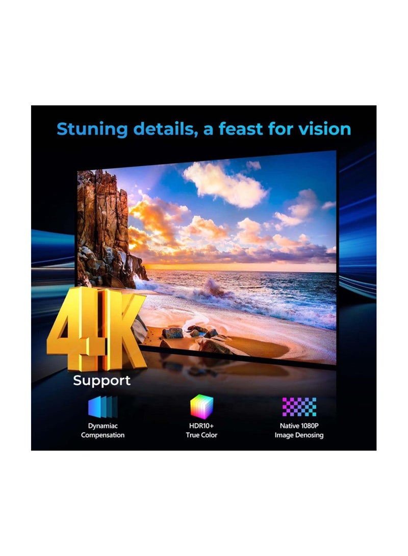 وونكت - Smart Android Projector with WiFi and Bluetooth, 1080P HD Movie Projector upto 200 inch, Support 4k Home Theater Compatible with HDMI USB AV 98AN White - Image 1