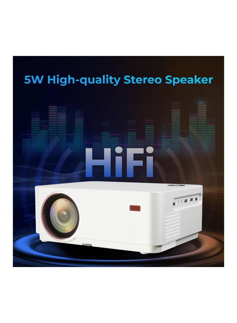 وونكت - Smart Android Projector with WiFi and Bluetooth, 1080P HD Movie Projector upto 200 inch, Support 4k Home Theater Compatible with HDMI USB AV 98AN White - Image 1