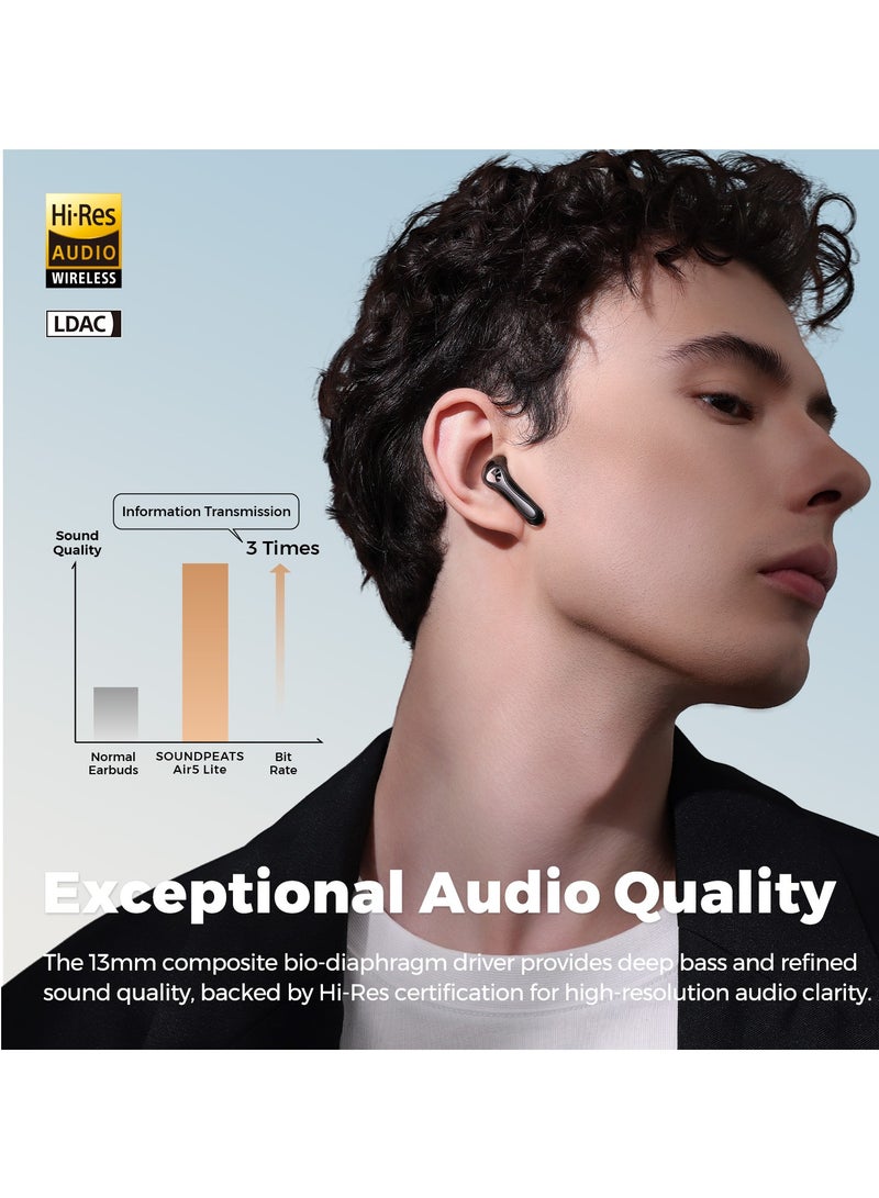 ساوند بيتس - Air5 Lite Wireless Bluetooth Headset, High Fidelity Audio, Bluetooth 5.4 Headset, 13mm Drivers, LDAC Codec, Talking Noise Cancelling Headset, Stereo Sound, 30 Hour Battery Life Supports APP Fast Charging black - Image 1