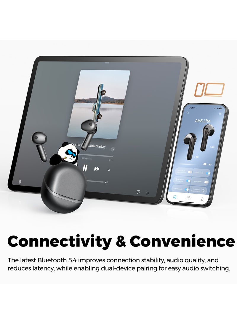ساوند بيتس - Air5 Lite Wireless Bluetooth Headset, High Fidelity Audio, Bluetooth 5.4 Headset, 13mm Drivers, LDAC Codec, Talking Noise Cancelling Headset, Stereo Sound, 30 Hour Battery Life Supports APP Fast Charging black - Image 1