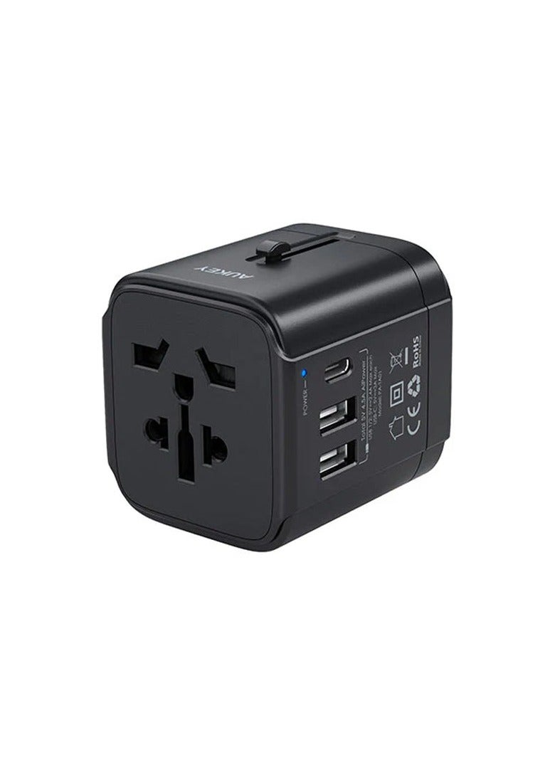 أوكي PA-TA01 3 USB Ports Universal Adapter Black  - Image 1