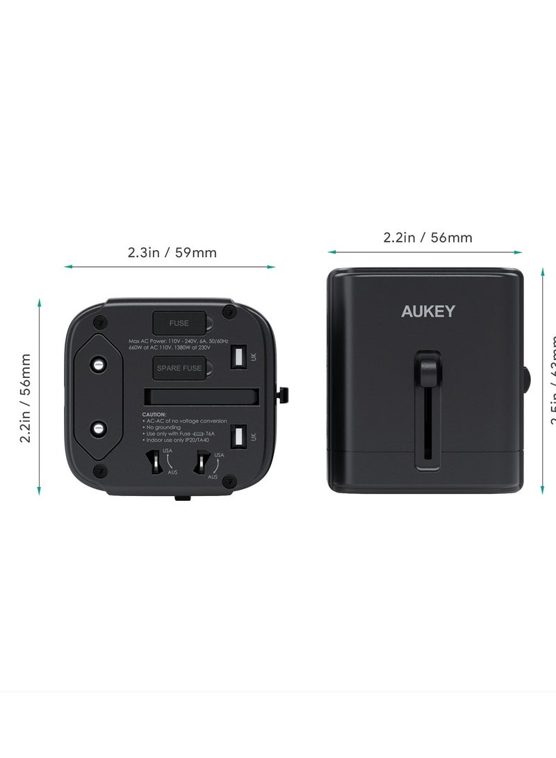 أوكي PA-TA01 3 USB Ports Universal Adapter Black  - Image 2
