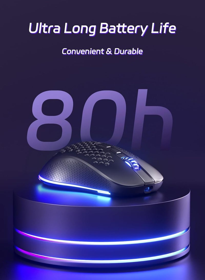 REDRAGON Wireless Gaming Mouse M694 with Honeycomb Shell, 7200DPI Tri-Mode Ultralight Gaming Mouse Wireless, RGB, 7 Programmable Buttons - Image 2