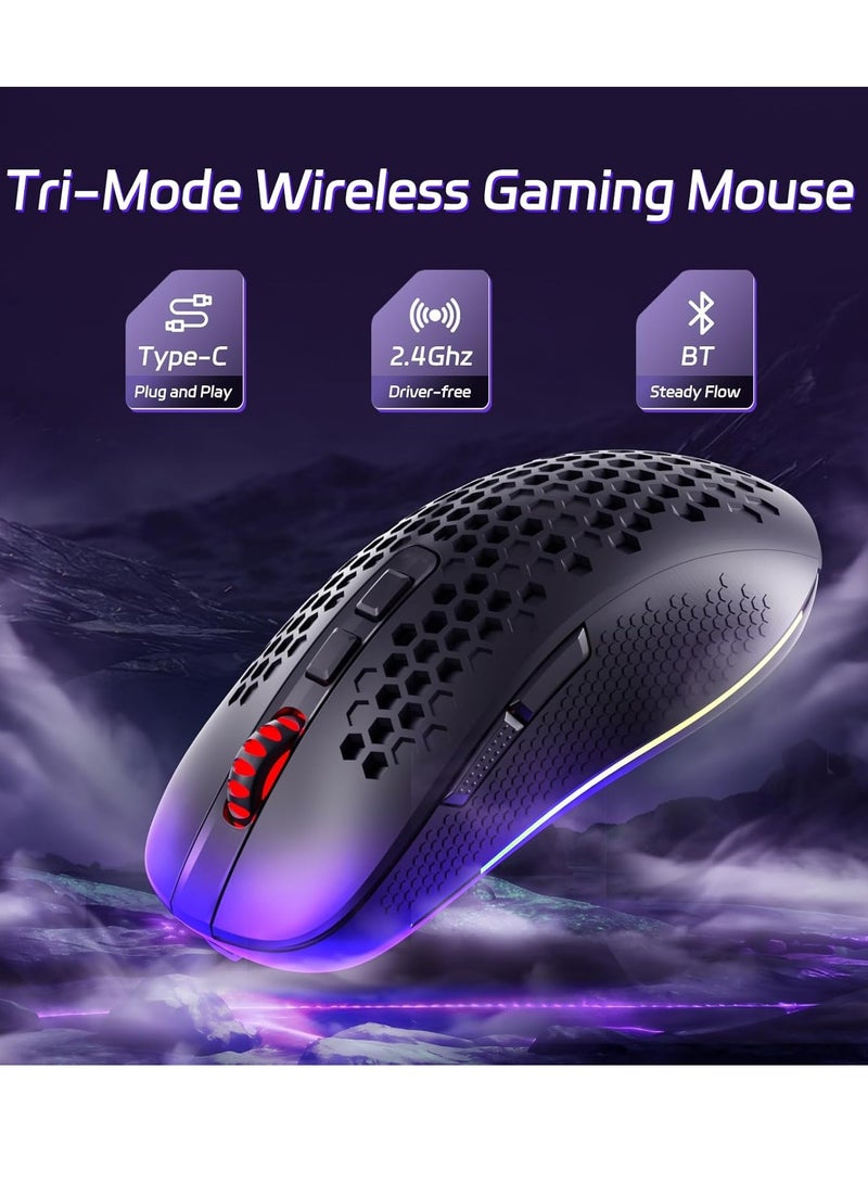 REDRAGON Wireless Gaming Mouse M694 with Honeycomb Shell, 7200DPI Tri-Mode Ultralight Gaming Mouse Wireless, RGB, 7 Programmable Buttons - Image 5