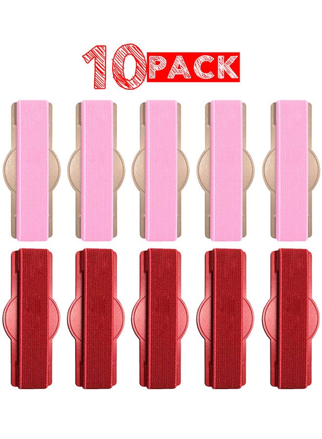 MARGOUN 10Pakcs, Finger Grip Phone Holder - Compact and Ergonomic Design Anti Slip Mobile Phone Back Grip Holder Pink Red - Image 1