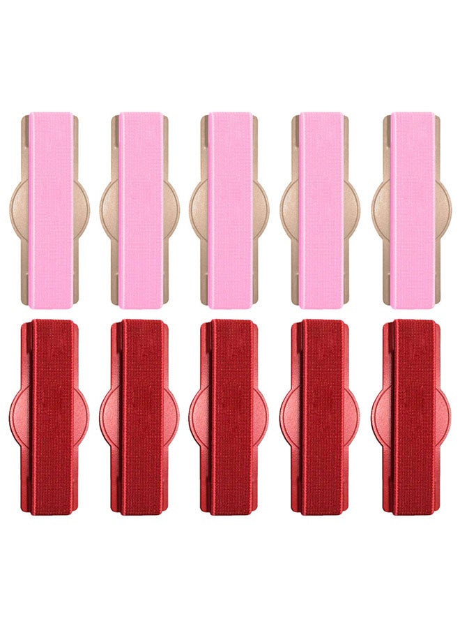 MARGOUN 10Pakcs, Finger Grip Phone Holder - Compact and Ergonomic Design Anti Slip Mobile Phone Back Grip Holder Pink Red - Image 2