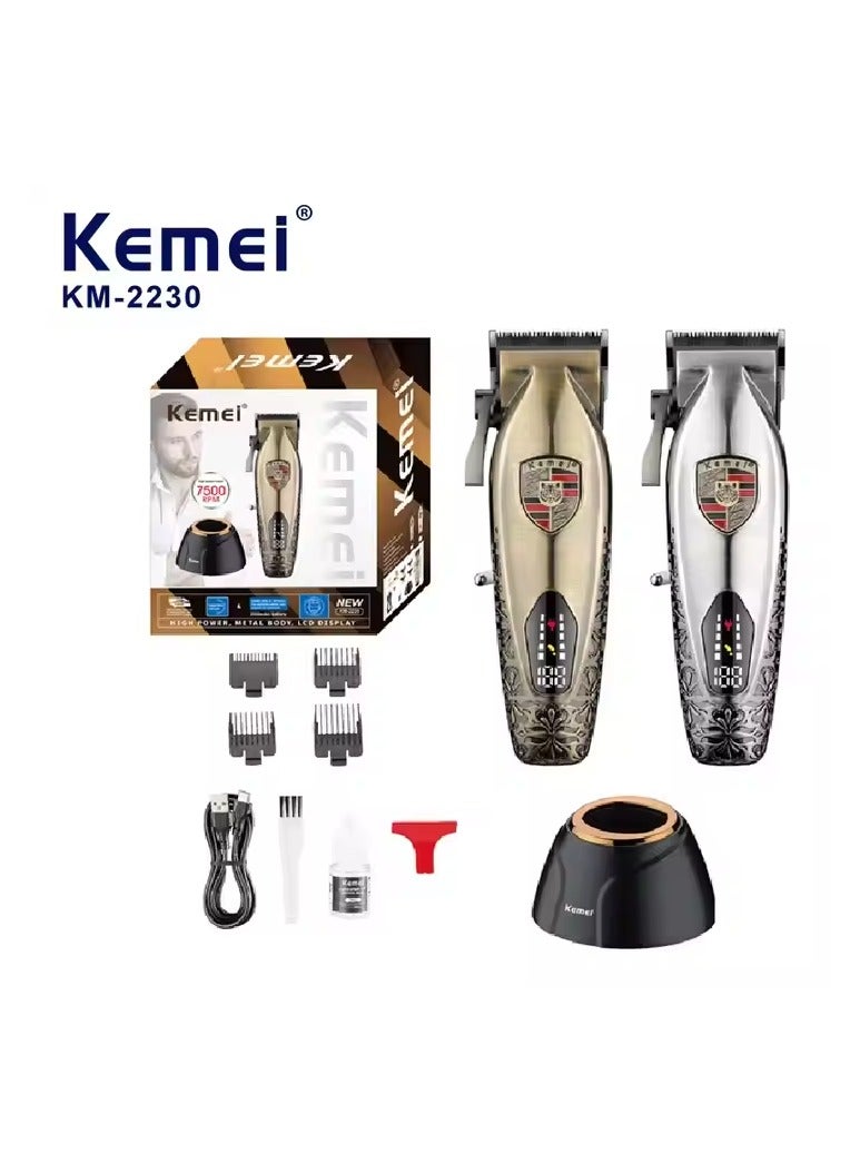 KM-2230 Men Cordless Hair Clippers Salon Series Barber Clipper Rechargeable Professional Electric Hair Clipper Multicolor