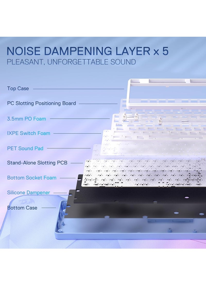 Gaming Keyboard K707 PRO - RGB  with 80% Wireless Gasket, 3 Modes and 87 Keys, TKL Mechanical Keyboard with Hot Swap Socket, PBT Round Keycaps and Noise Damping