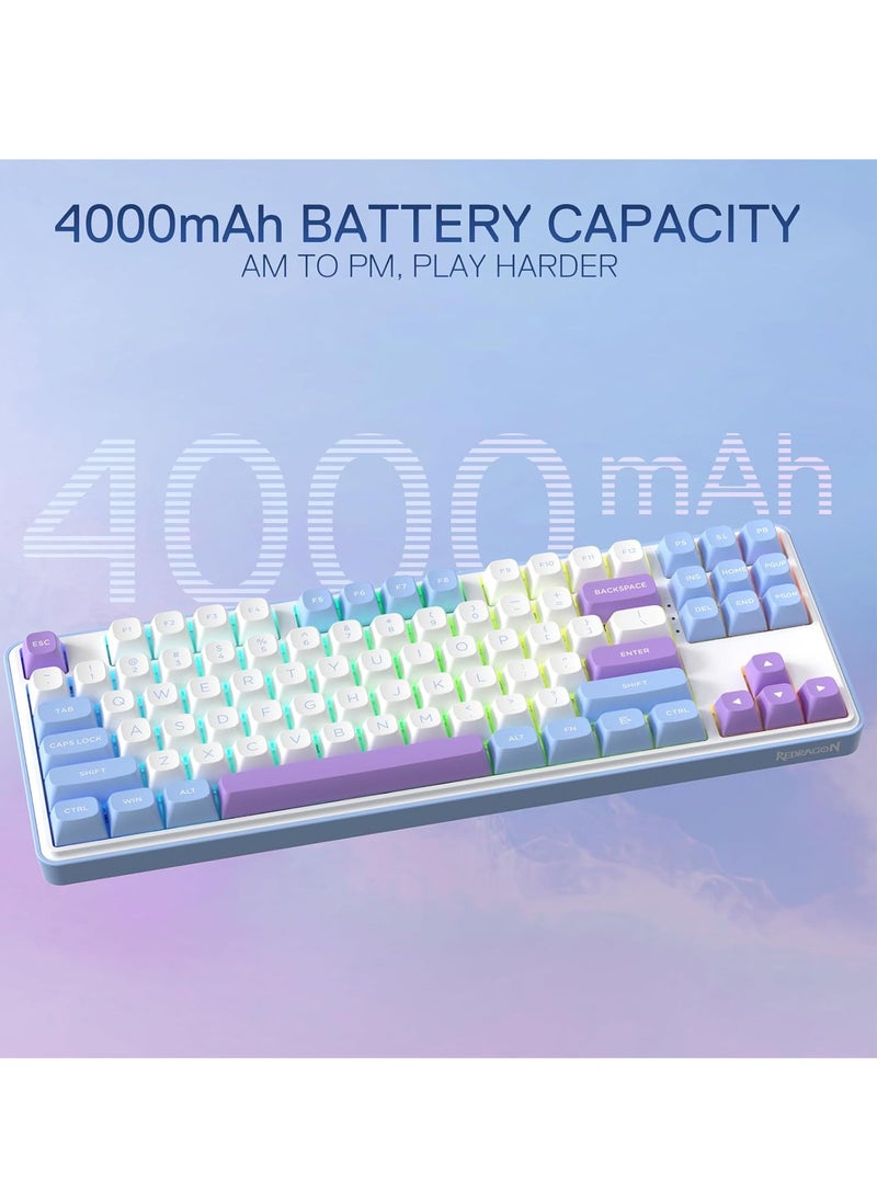 Gaming Keyboard K707 PRO - RGB  with 80% Wireless Gasket, 3 Modes and 87 Keys, TKL Mechanical Keyboard with Hot Swap Socket, PBT Round Keycaps and Noise Damping