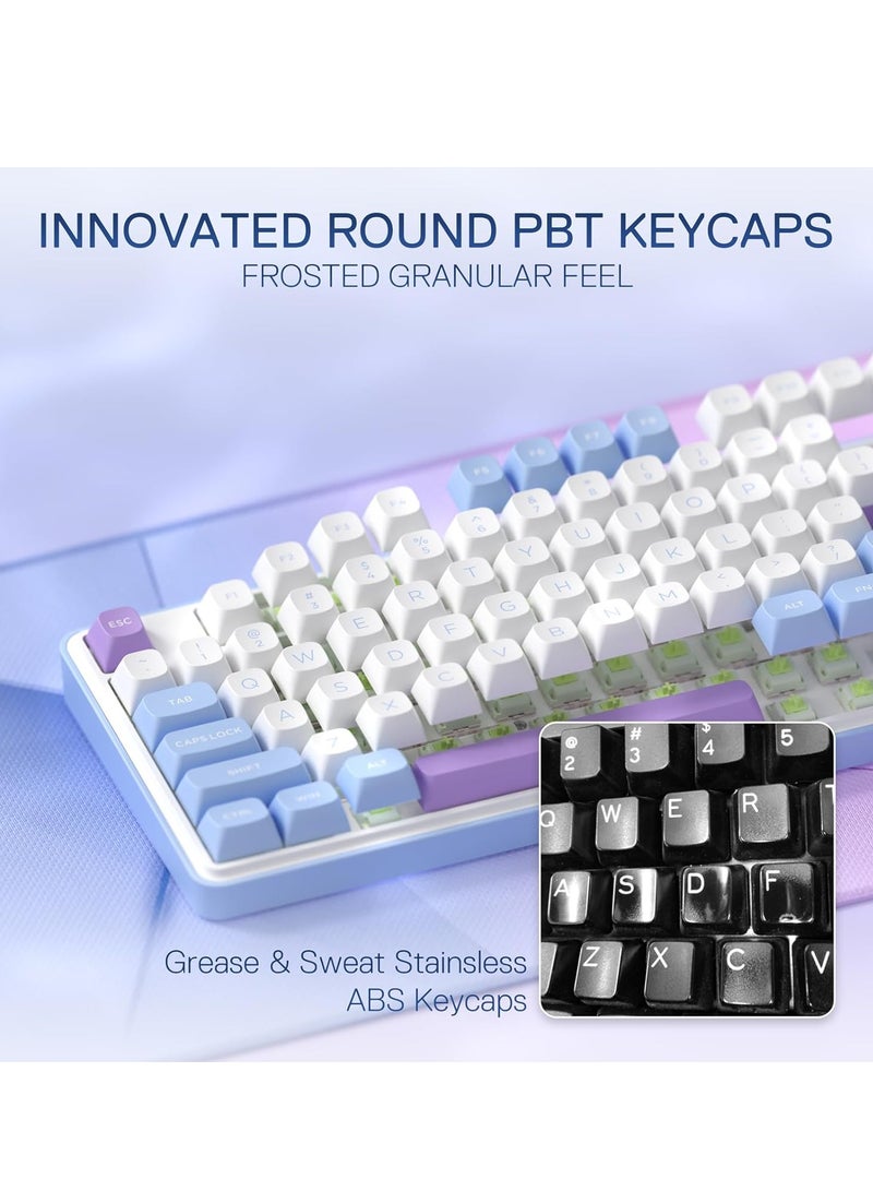 Gaming Keyboard K707 PRO - RGB  with 80% Wireless Gasket, 3 Modes and 87 Keys, TKL Mechanical Keyboard with Hot Swap Socket, PBT Round Keycaps and Noise Damping