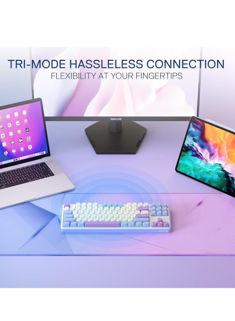 Gaming Keyboard K707 PRO - RGB  with 80% Wireless Gasket, 3 Modes and 87 Keys, TKL Mechanical Keyboard with Hot Swap Socket, PBT Round Keycaps and Noise Damping