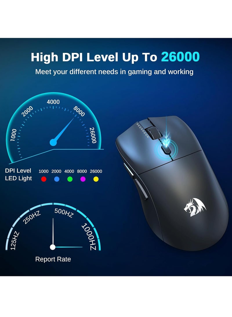 REDRAGON - Wireless Gaming Mouse M815 PRO With 3 Modes, 26K DPI Ultralight Gaming Mouse, Full Programmable Buttons, DIY Key binds Supported Software and Adjustable DPI - Image 1
