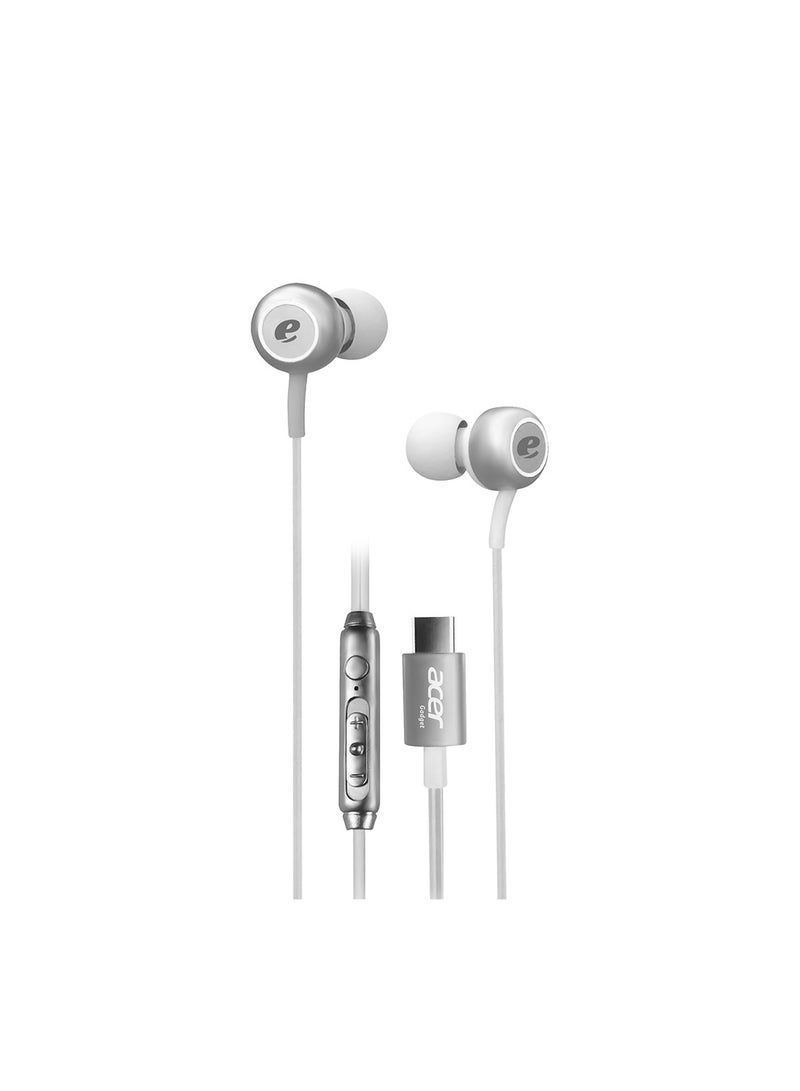 Acer Wired stereo Type-C headphone, Pure Bass, Tangle Free, Comfy Wear compatible for iPhone 16/15 series Samsung S24/23 ultra series, White White - Image 1