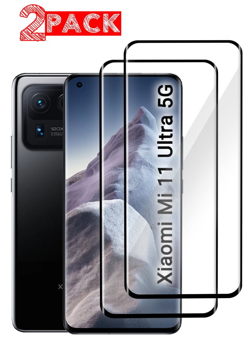MARGOUN (For Xiaomi Mi 11 Ultra 5G) 2Pack,Premium Tempered Glass Screen Protector Anti Buble Anti Scratch Side Black  - Image 1