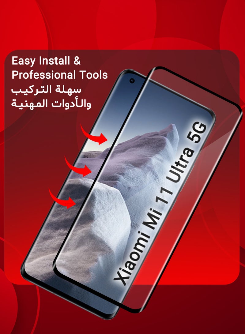 MARGOUN (For Xiaomi Mi 11 Ultra 5G) Premium Tempered Glass Screen Protector Anti Buble Anti Scratch Side Black - Image 4