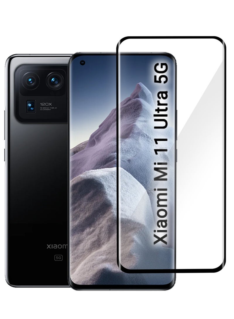 MARGOUN (For Xiaomi Mi 11 Ultra 5G) Premium Tempered Glass Screen Protector Anti Buble Anti Scratch Side Black - Image 1