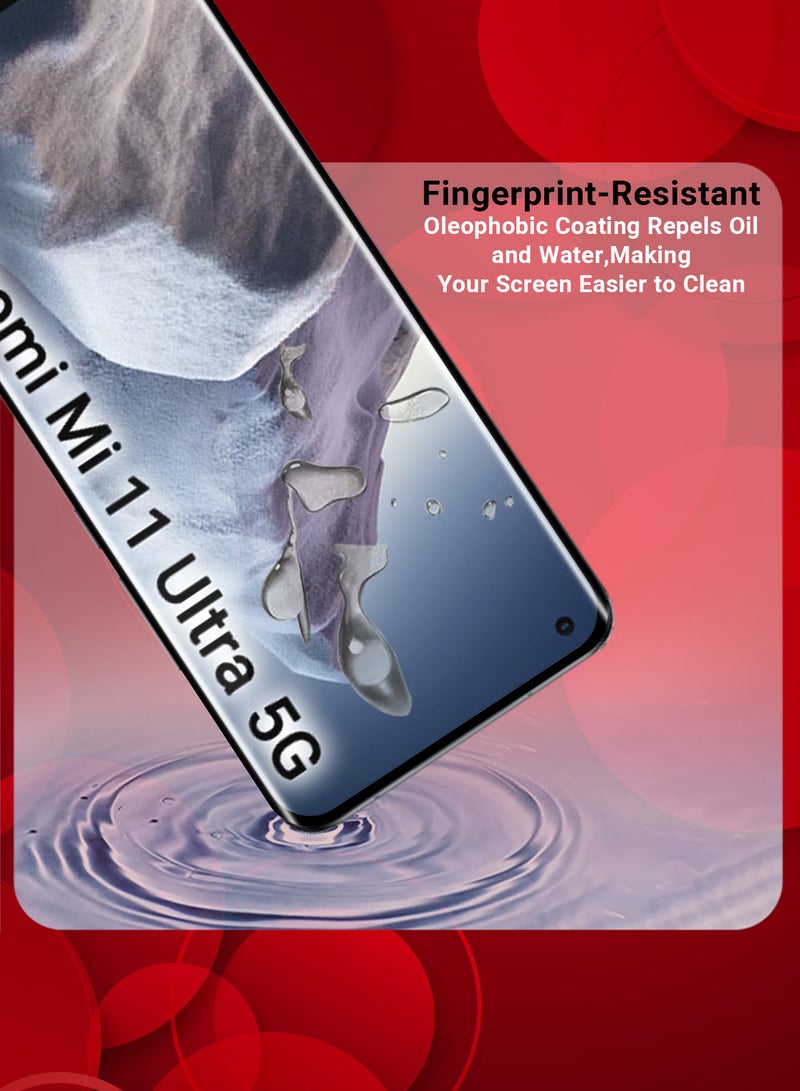 MARGOUN (For Xiaomi Mi 11 Ultra 5G) Premium Tempered Glass Screen Protector Anti Buble Anti Scratch Side Black - Image 3