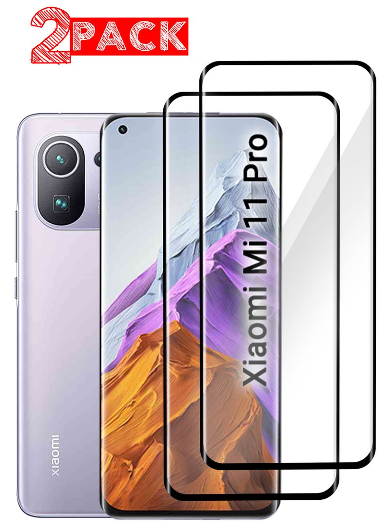 MARGOUN (For Xiaomi Mi 11 Pro) 2Pack,Premium Tempered Glass Screen Protector Anti Buble Anti Scratch Side Black - Image 1