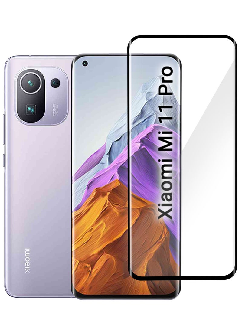 مارجون (For Xiaomi Mi 11 Pro) Premium Tempered Glass Screen Protector Anti Buble Anti Scratch Side Black - Image 1