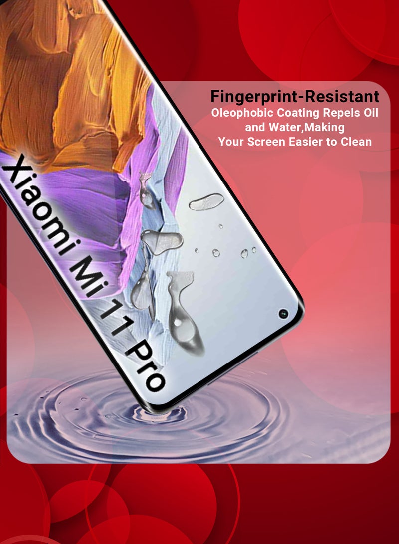 مارجون (For Xiaomi Mi 11 Pro) Premium Tempered Glass Screen Protector Anti Buble Anti Scratch Side Black - Image 3