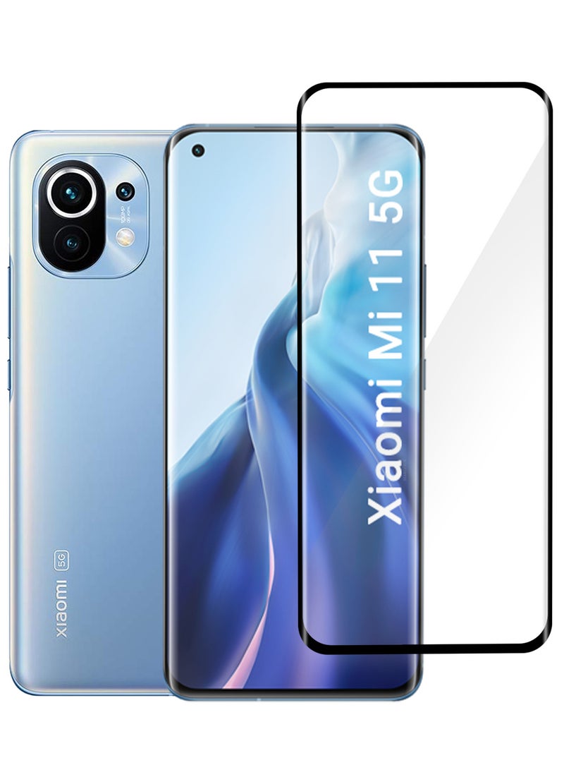 مارجون (For Xiaomi Mi 11) Premium Tempered Glass Screen Protector Anti Buble Anti Scratch Side Black - Image 1