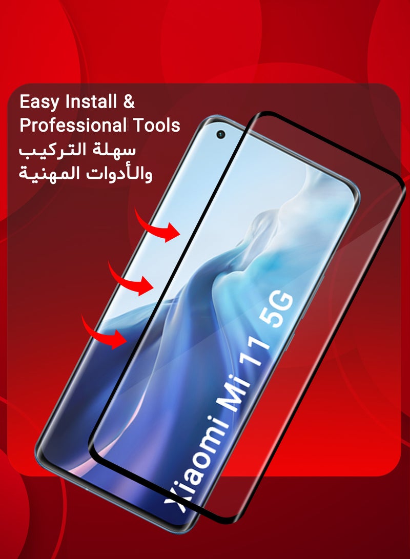 مارجون (For Xiaomi Mi 11) Premium Tempered Glass Screen Protector Anti Buble Anti Scratch Side Black - Image 4