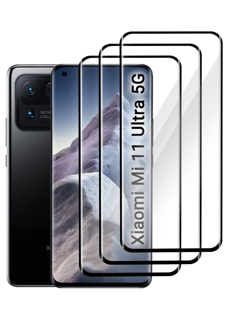 MARGOUN (For Xiaomi Mi 11 Ultra 5G) 3Pack, Premium Tempered Glass Screen Protector Anti Buble Anti Scratch Side Black  - Image 5