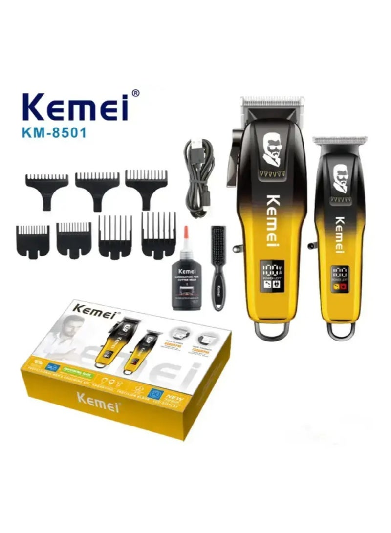 Kemei KM-8501 Professional Hair Clipper For Men Adjustable Cordless Electric Hair Trimmer Rechargeable Hair Cutting Machine Set Multicolour - Image 1