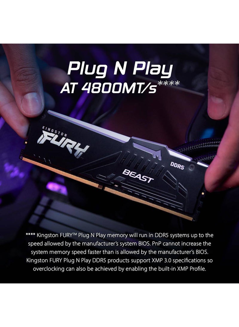كينغستون Fury Beast RGB 32GB DDR5 Dual Desktop Memory Kit, 6000 MHz Memory Speed, CL36 CAS Latency, 288-Pin Kit, Intel XMP 3.0 Ready, KF560C36BBE2AK2-32 32 GB  - Image 4
