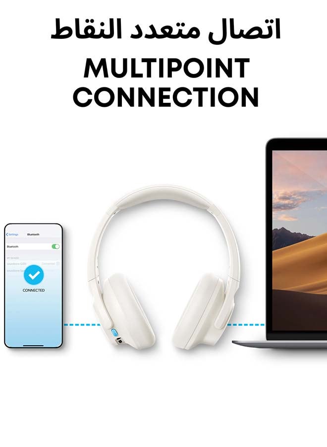 Q11i Wireless Over-Ear Bluetooth Headphones by Anker, Deep Bass, 60H Playtime, Hi-Res Audio, Detachable Ear Cushions, Multipoint Connection White