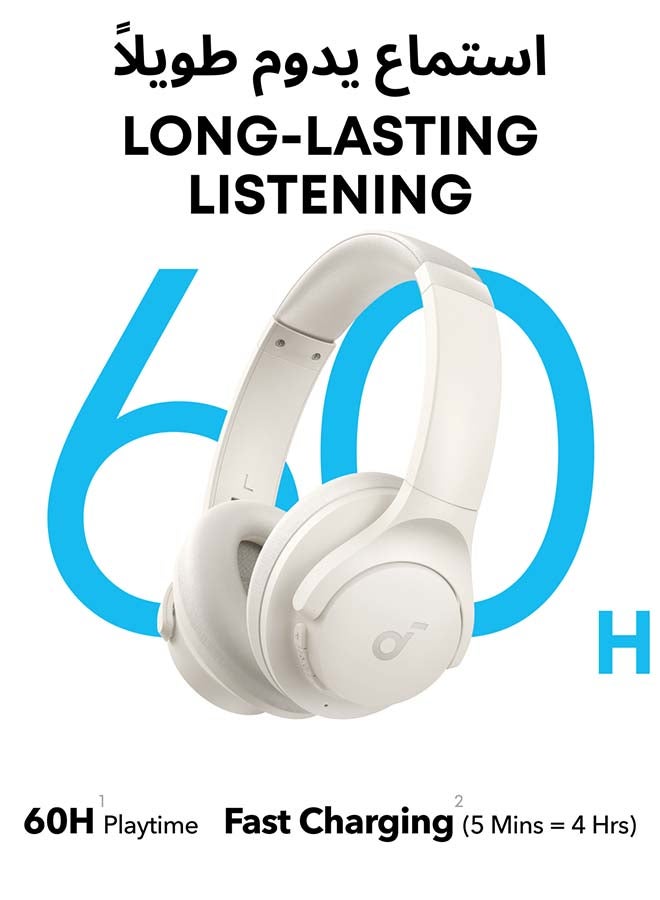 Q11i Wireless Over-Ear Bluetooth Headphones by Anker, Deep Bass, 60H Playtime, Hi-Res Audio, Detachable Ear Cushions, Multipoint Connection White