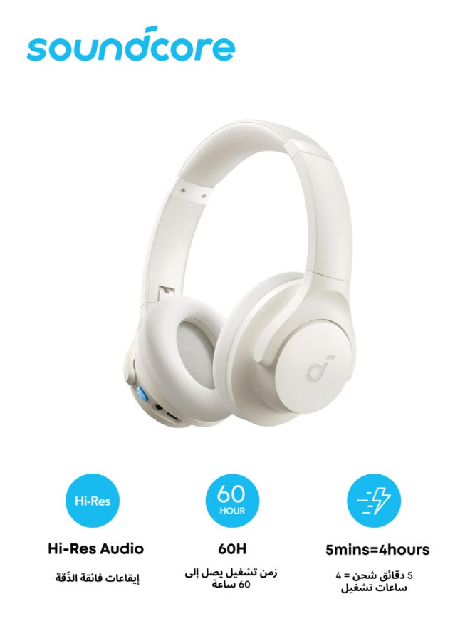 Soundcore Q11i Wireless Over-Ear Bluetooth Headphones by Anker, Deep Bass, 60H Playtime, Hi-Res Audio, Detachable Ear Cushions, Multipoint Connection White - Image 1