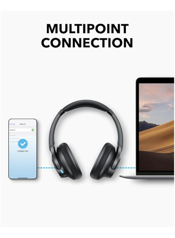Soundcore - Q11i Wireless Over-Ear Bluetooth Headphones by Anker, Deep Bass, 60H Playtime, Hi-Res Audio, Detachable Ear Cushions, Multipoint Connection Dark Grey - Image 1