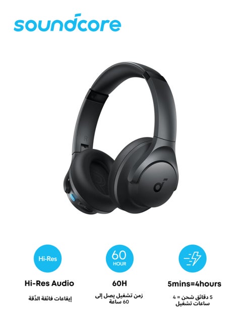Q11i Wireless Over-Ear Bluetooth Headphones by Anker, Deep Bass, 60H Playtime, Hi-Res Audio, Detachable Ear Cushions, Multipoint Connection Grey
