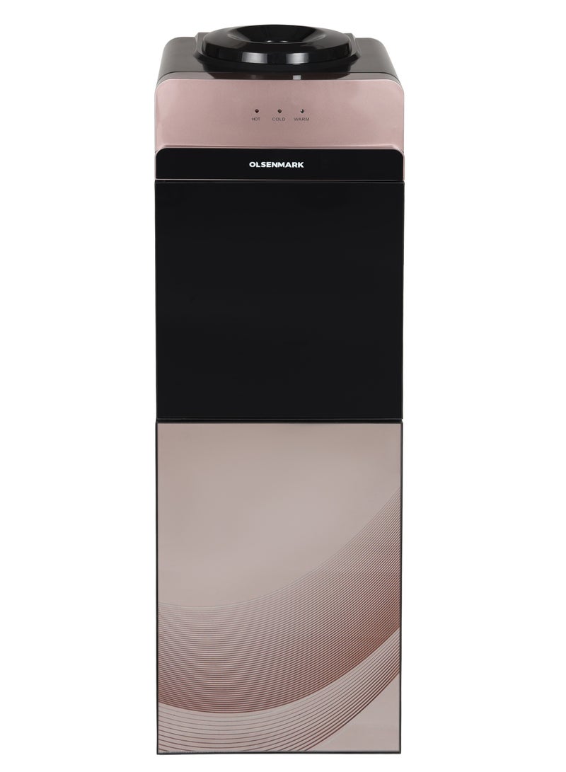 Olsenmark - Water Dispenser with Cabinet and Glass Front Panel Door- Hot and Cold Function, 2 Taps 3L Cooling and 1L Heating Tanks, Stainless Steel Tank, Silicone Water Outlet Pipe Perfect for Home, School, Apartments, Office, 2 Year Warranty OMWD1906 Silver - Image 1